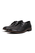 Black leather men's shoes with laces  4205310 photo №2