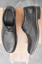 Черные кожаные мужские туфли со шнурками  4205310 фото №4