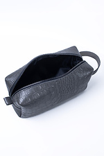 Cosmetic bag made of eco-leather, gray, crocodile  8046310 photo №3