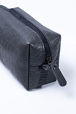 Cosmetic bag made of eco-leather, gray, crocodile  8046310 photo №4