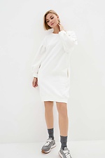 Біла трикотажна сукня ZEFIR з довгими рукавами-буфами на манжетах Garne 3039311 фото №2
