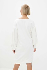 Біла трикотажна сукня ZEFIR з довгими рукавами-буфами на манжетах Garne 3039311 фото №4