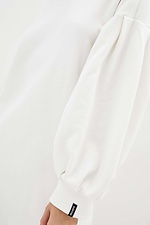 Weißes Jerseykleid mit langen Puffärmeln mit Manschetten Garne 3039311 Foto №5