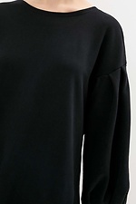 Чорна трикотажна сукня ZEFIR з довгими рукавами-буфами на манжетах Garne 3039312 фото №5