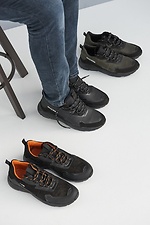 Кожаные городские кроссовки весенние черного цвета 8019312 фото №2