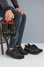 Кожаные городские кроссовки весенние черного цвета 8019312 фото №3