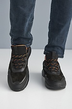 Кожаные городские кроссовки весенние черного цвета 8019312 фото №4