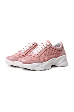 Pink perforated sneakers with white soles  4205313 photo №3