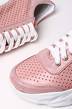 Pink perforated sneakers with white soles  4205313 photo №4