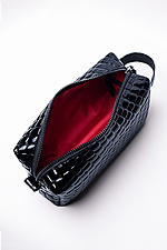 Косметичка лакова з екошкіри чорного кольору 8046313 фото №3