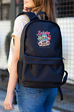 Lässiger Schulrucksack für Mädchen mit Labubu-Print Schwarz Without 8055313 Foto №1