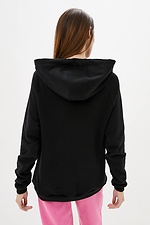 Oversized knitted hoodie 211401 with hood and kangaroo pocket in black Garne 3037314 photo №3
