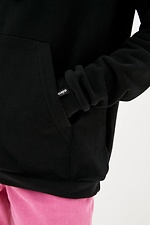 Oversized knitted hoodie 211401 with hood and kangaroo pocket in black Garne 3037314 photo №4