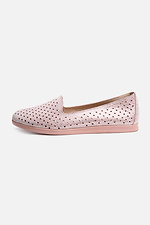 Pink perforated genuine leather low shoes  4205314 photo №1