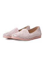 Pink perforated genuine leather low shoes  4205314 photo №3
