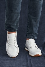 Кожаные городские кроссовки весенние белого цвета 8019314 фото №4
