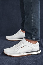 Кожаные городские кроссовки весенние белого цвета 8019314 фото №5