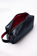 Cosmetic bag made of eco-leather, matte black, crocodile.  8046314 photo №1