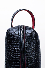 Cosmetic bag made of eco-leather, matte black, crocodile.  8046314 photo №3
