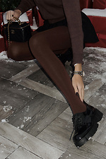 Women's chocolate tights plain M-SOCKS 2040315 photo №4