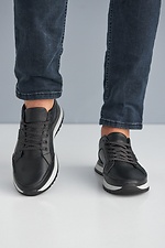 Кожаные городские кроссовки весенние черного цвета  8019315 фото №2