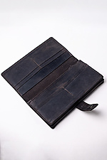 Leather wallet "Crazy" with a button and lock in brown  8046315 photo №2