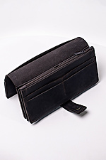 Leather wallet "Crazy" with a button and lock in brown  8046315 photo №3