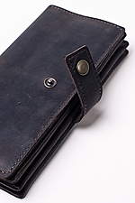 Leather wallet "Crazy" with a button and lock in brown  8046315 photo №4
