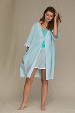 Summer loose-fitting striped robe with pockets Key 2026316 photo №1