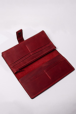 Leather wallet "Crazy" with a button and a lock in red  8046316 photo №2