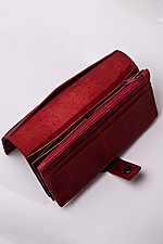 Leather wallet "Crazy" with a button and a lock in red  8046316 photo №3