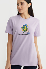 Хлопковая женская футболка с патриотическим принтом Garne 9000316 фото №1