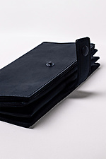 Leather wallet "Crazy" with a button and a lock in black  8046317 photo №4