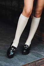 Светло-бежевые гольфы из шерсти мериноса до колена M-SOCKS 2040318 фото №4