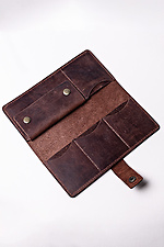 Unisex leather wallet "Crazy" with a button in brown  8046318 photo №2
