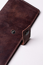 Unisex leather wallet "Crazy" with a button in brown  8046318 photo №4