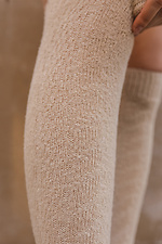 Light beige merino wool knee-length socks with ornament M-SOCKS 2040319 photo №4
