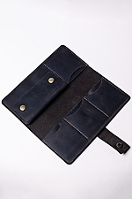 Unisex leather wallet "Crazy" with a button in brown  8046319 photo №2