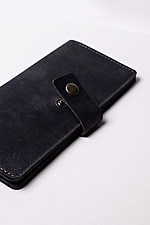 Unisex leather wallet "Crazy" with a button in brown  8046319 photo №4