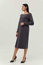 Straight-cut knit midi office dress with textured long sleeves Garne 3039320 photo №2