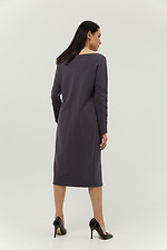 Straight-cut knit midi office dress with textured long sleeves Garne 3039320 photo №4