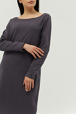 Dzianinowa sukienka midi o prostym kroju z teksturowanymi długimi rękawami Garne 3039320 zdjęcie №5