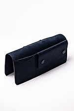 Unisex leather wallet "Crazy" with a button in black  8046320 photo №3