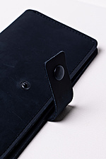 Unisex leather wallet "Crazy" with a button in black  8046320 photo №4
