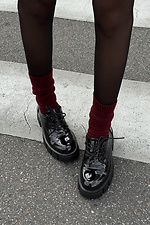 Бордовые носки в рубчик из шерсти мериноса M-SOCKS 2040321 фото №3
