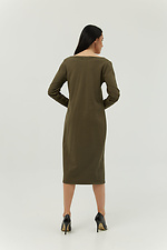 Straight-cut knit midi office dress with textured long sleeves Garne 3039321 photo №4