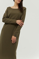 Straight-cut knit midi office dress with textured long sleeves Garne 3039321 photo №5