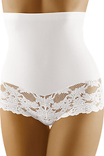 Women's slimming panties in white with a high waist and lace at the bottom WOLBAR 4024321 photo №1