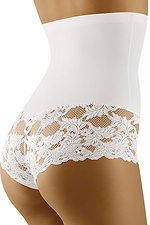 Women's slimming panties in white with a high waist and lace at the bottom WOLBAR 4024321 photo №2