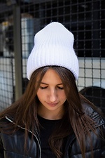 Warm white knitted hat for the winter Without 8048321 photo №1